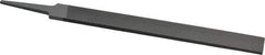 Grobet - 8" Standard Precision Swiss Pattern Hand File - Double Cut, 29/32" Width Diam x 3/16" Thick, With Tang - Caliber Tooling