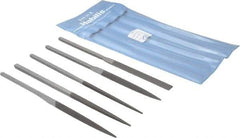 Grobet - 5 Piece Swiss Pattern File Set - 8-1/2" Long, 00 Coarseness, Set Includes Half Round, Hand, Round, Square, Three Square - Caliber Tooling