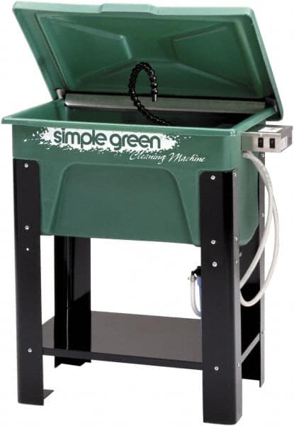 Simple Green - Free Standing Water-Based Parts Washer - 30 Gal Max Operating Capacity, Plastic Tank, 39" High x 35" Long x 24" Wide, 110 Input Volts - Caliber Tooling