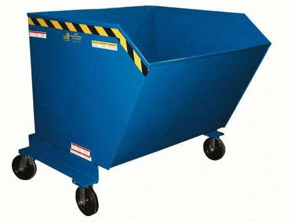 Vestil - 2,000 Lb Load Capacity, 1.5 Cu Yd, Steel Dump Hopper - 58-13/16" Wide x 53-3/8" Long x 49-3/8" High, Blue - Caliber Tooling