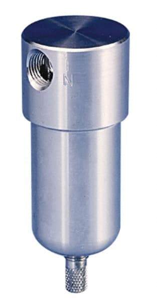 Parker - 1/4" Port, 4" High x 1.56" Wide, FRL Filter with Stainless Steel Bowl & Manual Drain - 23 SCFM, 300 Max psi, 180°F Max, 1 oz Bowl Capacity - Caliber Tooling