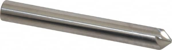 Made in USA - 1/4" Head Diam, 1/4" Shank Diam, 6 Flute 90° Solid Carbide Countersink - Bright Finish, 2" OAL, 0.046" Nose Diam, Single End, Straight Shank, Right Hand Cut - Caliber Tooling