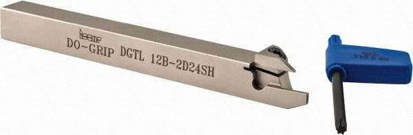 Iscar - External Thread, 0.4724" Max Depth of Cut, 1.9mm Min Groove Width, 120mm OAL, Left Hand Indexable Grooving Cutoff Toolholder - 12mm Shank Height x 12mm Shank Width, DG.. Insert Style, DGT Toolholder Style, Series Do-Grip - Caliber Tooling