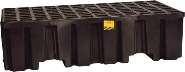 Eagle - 66 Gal Sump, 4,000 Lb Capacity, 2 Drum, Polyethylene Spill Deck or Pallet - 51" Long x 26-1/4" Wide x 13-3/4" High, Black, Liftable Fork, Drain Included, Vertical, 2 x 2 Drum Configuration - Caliber Tooling