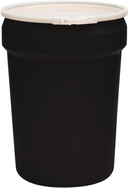 Eagle - 30 Gallon Black Tapered Cylinder Polyethylene Open Head Drum - 28-1/2" High x 21" Diam - Caliber Tooling