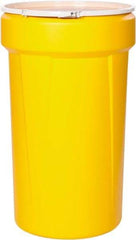 Eagle - 55 Gallon Yellow Tapered Cylinder Polyethylene Open Head Drum - 39-1/8" High x 23-3/4" Diam - Caliber Tooling