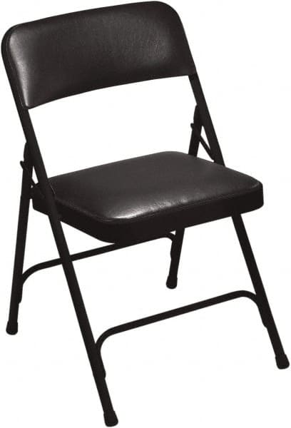 NPS - 18-3/4" Wide x 20-1/4" Deep x 29-1/2" High, Vinyl Folding Chair with Vinyl Padded Seat - Caviar Black - Caliber Tooling