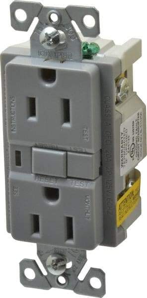 Cooper Wiring Devices - 1 Phase, 5-15R NEMA, 125 VAC, 15 Amp, Self Grounding, GFCI Receptacle - 2 Pole, Back and Side Wiring, Tamper Resistant, Specification Grade - Caliber Tooling