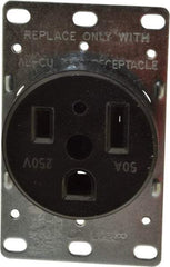 Cooper Wiring Devices - 250 VAC, 50 Amp, 6-50R NEMA Configuration, Black, Specification Grade, Self Grounding Single Receptacle - 1 Phase, 2 Poles, 3 Wire, Flush Mount, Corrosion Resistant - Caliber Tooling