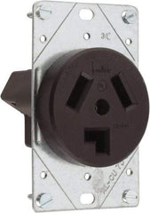 Cooper Wiring Devices - 125/250 VAC, 30 Amp, 10-30R NEMA Configuration, Brown, Specification Grade, Ungrounded Single Receptacle - 1 Phase, 3 Poles, 3 Wire, Flush Mount, Corrosion Resistant - Caliber Tooling