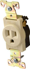 Cooper Wiring Devices - 125 VAC, 20 Amp, 5-20R NEMA Configuration, Ivory, Industrial Grade, Self Grounding Single Receptacle - 1 Phase, 2 Poles, 3 Wire, Flush Mount, Chemical, Heat and Impact Resistant - Caliber Tooling