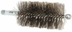 Schaefer Brush - 4-1/2" Brush Length, 2-1/2" Diam, Double Stem, Double Spiral Tube Brush - 7-1/4" Long, Stainless Steel, 1/4" NPSM Male Connection - Caliber Tooling