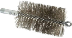 Schaefer Brush - 4-1/2" Brush Length, 2-3/4" Diam, Double Stem, Double Spiral Tube Brush - 7-1/4" Long, Stainless Steel, 1/4" NPSM Male Connection - Caliber Tooling