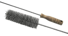 Schaefer Brush - 3" Diam, 6" Bristle Length, Boiler & Furnace Fiber Brush - Standard Wood Handle, 42" OAL - Caliber Tooling