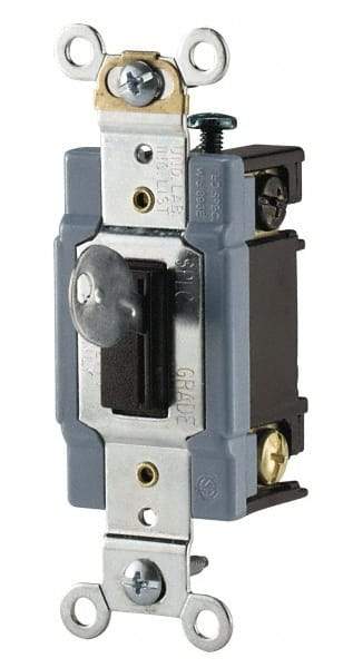 Cooper Wiring Devices - 3 Pole, 120 to 277 VAC, 15 Amp, Industrial Grade, Toggle, Wall and Dimmer Light Switch - 1.31 Inch Wide x 3.28 Inch High - Caliber Tooling