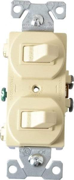 Cooper Wiring Devices - 1 Pole, 120/277 VAC, 15 Amp, Flush Mounted, Duplex Switch - NonNEMA Configuration, 2 Switch, Back Side Wiring, cULus Listed, NOM 426, RoHS Compliant Standard - Caliber Tooling