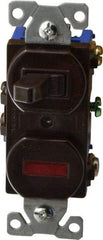 Cooper Wiring Devices - 1 Pole, 120 VAC, 15 Amp, Flush Mounted, Combination Switch with Pilot Light - NonNEMA Configuration, 1 Switch, Back Side Wiring, cULus Listed, RoHS Compliant Standard - Caliber Tooling