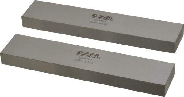 SPI - 6" Long x 1-1/4" High x 1/2" Thick, Steel Parallel - 0.0003" & 0.002" Parallelism, Sold as Matched Pair - Caliber Tooling