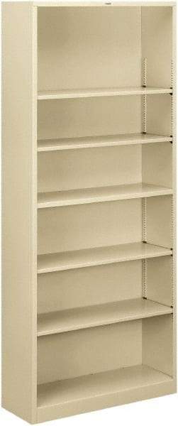 Hon - 6 Shelf, 81-1/8" High x 34-1/2" Wide Bookcase - 12-5/8" Deep, Steel, Putty - Caliber Tooling