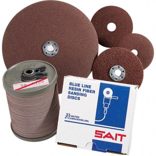 Sait - 5" Diam 7/8" Hole 120 Grit Fiber Disc - Fine Grade, Aluminum Oxide, Series 3A - Caliber Tooling