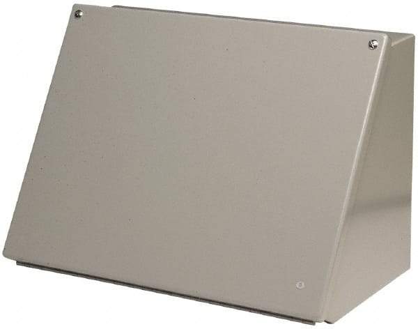 Cooper B-Line - Steel Standard Enclosure Hinge Sloped Cover - NEMA 12, 13, 12" Wide x 8" High x 7-5/32" Deep, Dirt-tight & Dust-tight - Caliber Tooling