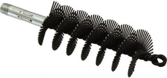 Schaefer Brush - 4-1/2" Scraper Length, 2" Diam, Flat Wire Single Spiral Flue Scraper - 7-3/4" Long, Tempered Steel Wire, 1/4" NPSM Male Connection - Caliber Tooling