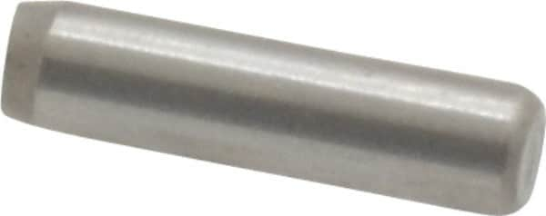 Made in USA - 3/32" Diam x 3/8" Pin Length Grade 8 Alloy Steel Standard Dowel Pin - Bright Finish, 1 Beveled & 1 Rounded End - Caliber Tooling