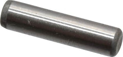 Made in USA - 1/8" Diam x 1/2" Pin Length Grade 8 Alloy Steel Standard Dowel Pin - Bright Finish, C 47-58 & C 60 (Surface) Hardness, 1,840 Lb (Single Shear), 3,680 Lb (Double Shear) Breaking Strength, 1 Beveled & 1 Rounded End - Caliber Tooling