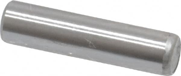 Made in USA - 3/16" Diam x 3/4" Pin Length Grade 8 Alloy Steel Standard Dowel Pin - Bright Finish, C 47-58 & C 60 (Surface) Hardness, 4,150 Lb (Single Shear), 8,300 Lb (Double Shear) Breaking Strength, 1 Beveled & 1 Rounded End - Caliber Tooling