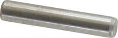 Made in USA - 3/16" Diam x 1" Pin Length Grade 8 Alloy Steel Standard Dowel Pin - Bright Finish, C 47-58 & C 60 (Surface) Hardness, 4,150 Lb (Single Shear), 8,300 Lb (Double Shear) Breaking Strength, 1 Beveled & 1 Rounded End - Caliber Tooling