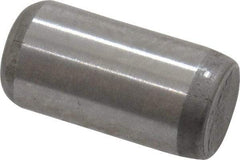 Made in USA - 1/4" Diam x 1/2" Pin Length Grade 8 Alloy Steel Standard Dowel Pin - Bright Finish, C 47-58 & C 60 (Surface) Hardness, 14,720 Lb (Double Shear), 7,360 Lb (Single Shear) Breaking Strength, 1 Beveled & 1 Rounded End - Caliber Tooling