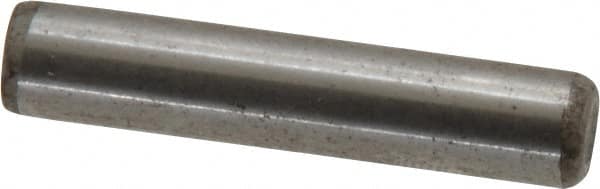 Made in USA - 1/4" Diam x 1-1/4" Pin Length Grade 8 Alloy Steel Standard Dowel Pin - Bright Finish, C 47-58 & C 60 (Surface) Hardness, 14,720 Lb (Double Shear), 7,360 Lb (Single Shear) Breaking Strength, 1 Beveled & 1 Rounded End - Caliber Tooling