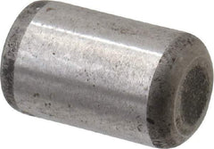 Made in USA - 5/16" Diam x 1/2" Pin Length Grade 8 Alloy Steel Standard Dowel Pin - Bright Finish, C 47-58 & C 60 (Surface) Hardness, 11,500 Lb (Single Shear), 23,000 Lb (Double Shear) Breaking Strength, 1 Beveled & 1 Rounded End - Caliber Tooling