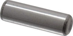 Made in USA - 5/16" Diam x 1" Pin Length Grade 8 Alloy Steel Standard Dowel Pin - Bright Finish, C 47-58 & C 60 (Surface) Hardness, 11,500 Lb (Single Shear), 23,000 Lb (Double Shear) Breaking Strength, 1 Beveled & 1 Rounded End - Caliber Tooling