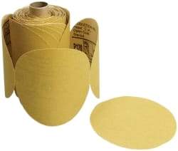 3M - 5" Diam, 100 Grit FEPA, Aluminum Oxide Adhesive PSA Disc - Gold, C Weighted Backing, Flexible, 12,000 Max RPM - Caliber Tooling