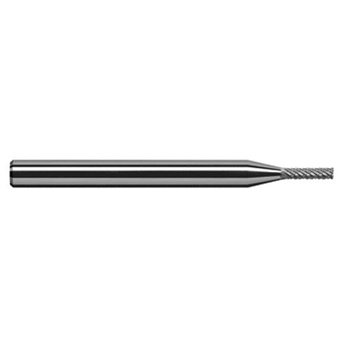 Miniature End Mills - Deburring End Mill - 0.0150″ (1/64″) Cutter Diameter × 0.0450″ Length of Cut Carbide Deburring Square End Mill, 6 RH Teeth, 3 LH Teeth - Exact Industrial Supply