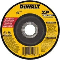 DeWALT - 24 Grit, 4" Wheel Diam, 3/32" Wheel Thickness, 5/8" Arbor Hole, Type 27 Depressed Center Wheel - Zirconia Alumina, Resinoid Bond, 15,200 Max RPM - Caliber Tooling