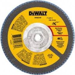 DeWALT - 80 Grit, 7" Disc Diam, 5/8-11 Center Hole, Type 29 Zirconia Alumina Flap Disc - 8,700 Max RPM, Poly Cotton Backing, Arbor Attaching System, Coated - Caliber Tooling