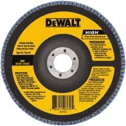 DeWALT - 80 Grit, 6" Disc Diam, 5/8-11 Center Hole, Type 29 Zirconia Alumina Flap Disc - 10,100 Max RPM, Poly Cotton Backing, Arbor Attaching System, Coated - Caliber Tooling