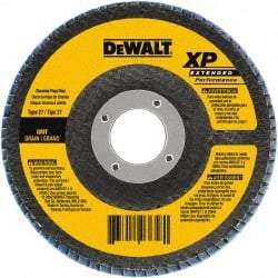 DeWALT - 24 Grit, 7" Disc Diam, 5/8-11 Center Hole, Type 29 Zirconia Alumina Flap Disc - 8,700 Max RPM, Poly Cotton Backing, Arbor Attaching System, Coated - Caliber Tooling