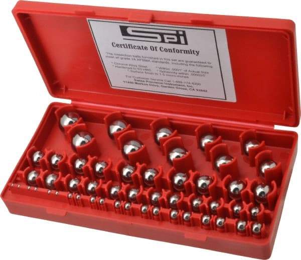 SPI - 1/8 to 1 Inch Diameter, Chrome Steel, Gage Ball Set - 0.0001 Inch Tolerance, Grade 24 Accuracy - Caliber Tooling