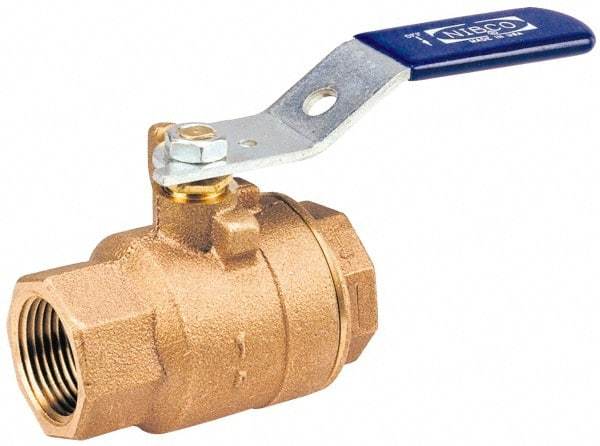 NIBCO - 3" Pipe, Standard Port, Bronze Standard Ball Valve - 2 Piece, Inline - One Way Flow, FNPT x FNPT Ends, Lever with Memory Stop Handle, 600 WOG, 150 WSP - Caliber Tooling