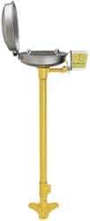 Bradley - Pedestal Mount, Stainless Steel Bowl, Eyewash Station - 1/2" Inlet, 30 psi Flow, 0.4 GPM Flow Rate - Caliber Tooling