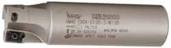 Iscar - 1" Cut Diam, 0.394" Max Depth of Cut, 1" Shank Diam, 3-3/4" OAL, Indexable Square Shoulder End Mill - AP..1003.., HM90 AP..1003.. Inserts, Weldon Shank, 90° Lead Angle, Series Heli2000 - Caliber Tooling