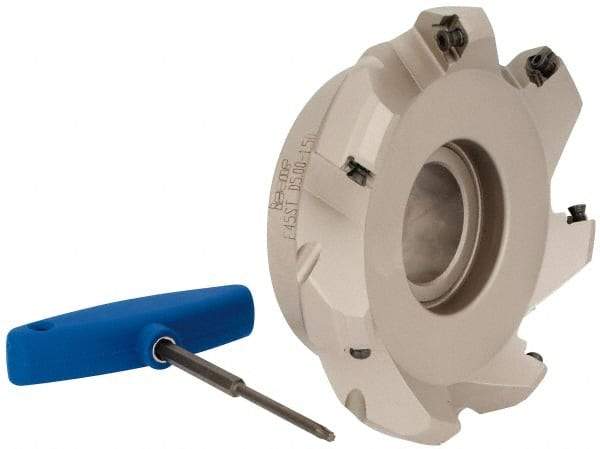 Iscar - 5" Cut Diam, 1-1/2" Arbor Hole, 0.26" Max Depth of Cut, 45° Indexable Chamfer & Angle Face Mill - 7 Inserts, SE.. 1204...\xB6SE.. 12T3.. Insert, Right Hand Cut, 7 Flutes, Series F45ST - Caliber Tooling