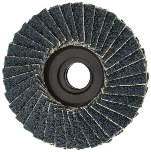 Weiler - 60 Grit, 2" Disc Diam, Type 29 Zirconia Alumina Flap Disc - 30,000 Max RPM, Plastic Backing, Quick Change Type S Attaching System, Coated - Caliber Tooling