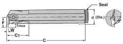 Iscar - TGI, Internal, Left Hand, 0.31" Max Depth of Cut, 0.118" Max Groove Width, Indexable Grooving Tool Holder - TGMF Insert Compatibility, 1" Shank Width, 7.85" OAL, Through Coolant - Caliber Tooling