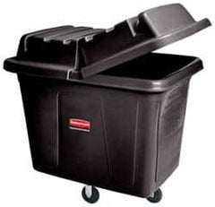 Rubbermaid - 400 Lb Load Capacity, 14 Cu Ft, Polyethylene Cube Truck - 31" Wide x 44-1/8" Long x 32-1/2" High, Black - Caliber Tooling