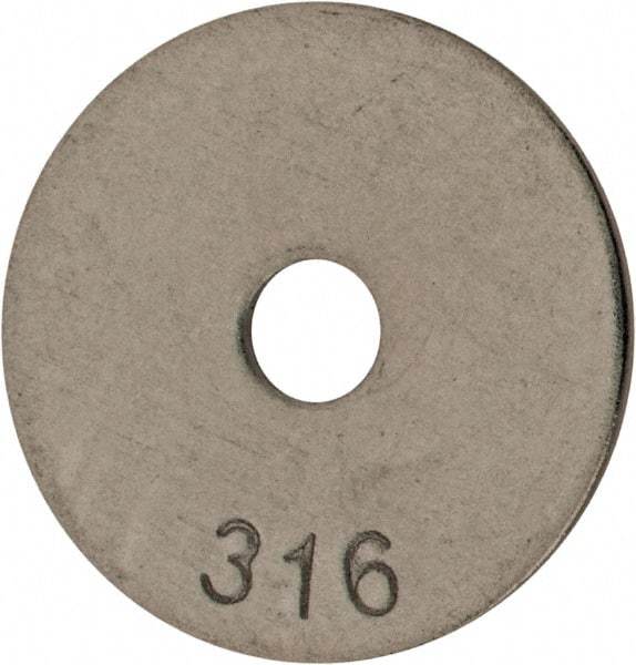 Value Collection - #10 Screw, Grade 316 Stainless Steel Fender Flat Washer - 13/64" ID x 1" OD, 0.04" Thick, Plain Finish - Caliber Tooling