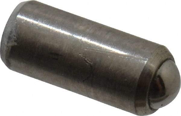 Gibraltar - 0.284" Body Length x 1/8" Body Diam, 0.5 Lb Init to 1 Lb Final End Force, Stainless Steel Press Fit Ball Plunger - 0.093" Ball Diam, 0.035" Max Ball Reach, +0.0010; +0.0020" Tolerance - Caliber Tooling